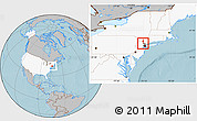 Gray Location Map of ZIP code 07436, highlighted country, highlighted county, hill shading