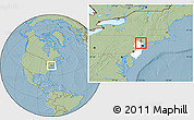 Savanna Style Location Map of ZIP code 07436, highlighted state, hill shading