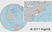 Gray Location Map of ZIP code 07446, highlighted county, highlighted state, hill shading