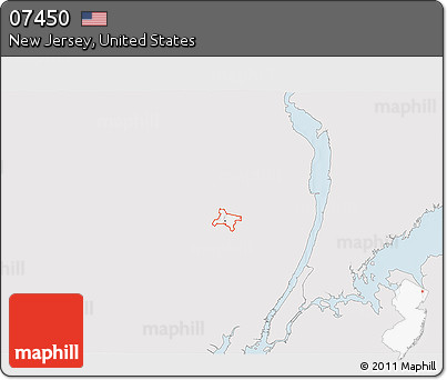 Silver Style 3D Map of ZIP Code 07450, single color outside