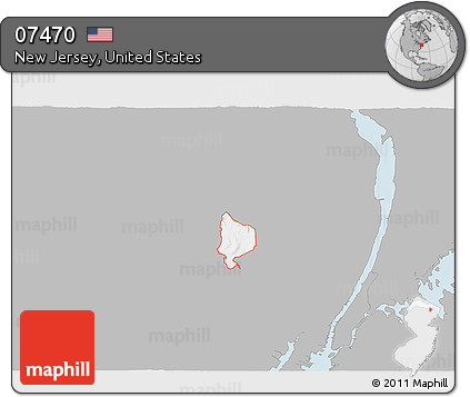 Gray 3D Map of ZIP Code 07470, single color outside
