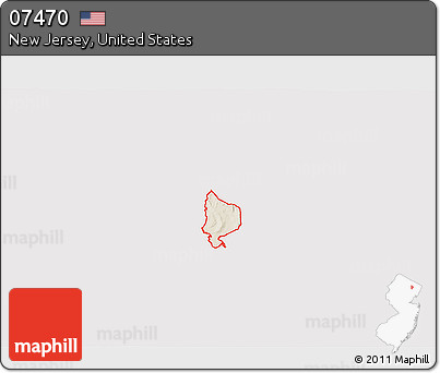 Shaded Relief 3D Map of ZIP Code 07470, cropped outside