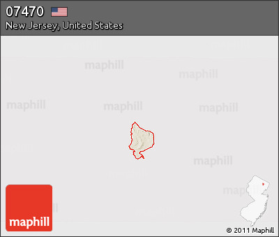 Shaded Relief 3D Map of ZIP Code 07470, cropped outside