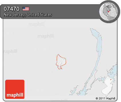 Silver Style 3D Map of ZIP Code 07470, single color outside