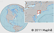 Gray Location Map of ZIP code 07470, highlighted state, hill shading