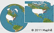Satellite Location Map of ZIP code 07470, highlighted country, highlighted county, within the entire country
