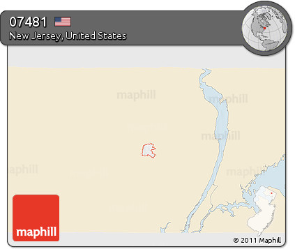 Classic Style 3D Map of ZIP Code 07481, single color outside