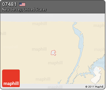 Classic Style 3D Map of ZIP Code 07481, single color outside