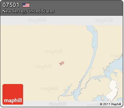 Classic Style 3D Map of ZIP Code 07501, single color outside