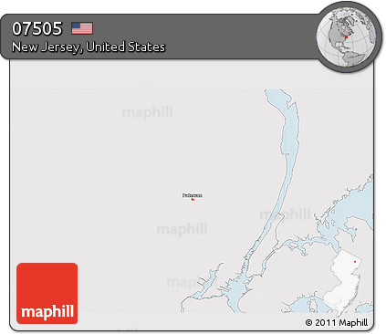 Silver Style 3D Map of ZIP Code 07505, single color outside