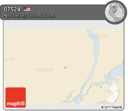 Classic Style 3D Map of ZIP Code 07524, single color outside