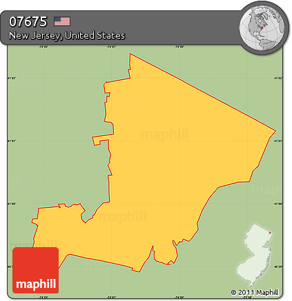 Savanna Style Simple Map of ZIP Code 07675, cropped outside