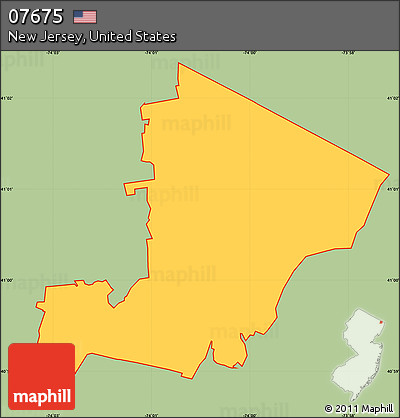 Savanna Style Simple Map of ZIP Code 07675, cropped outside