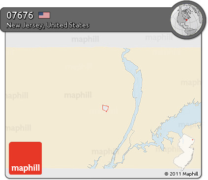Classic Style 3D Map of ZIP Code 07676, single color outside