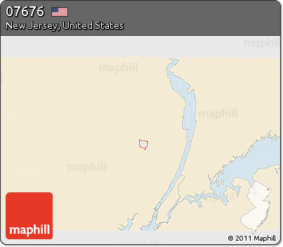 Classic Style 3D Map of ZIP Code 07676, single color outside