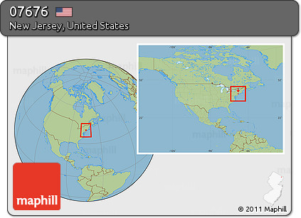 Savanna Style Location Map of ZIP Code 07676, within the entire country