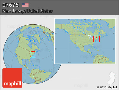 Savanna Style Location Map of ZIP Code 07676, within the entire country