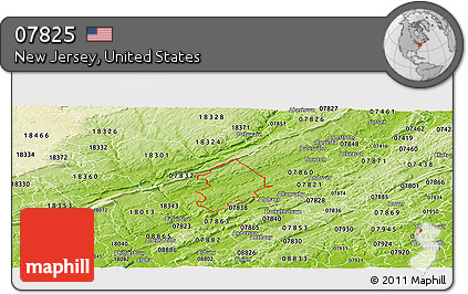Physical Panoramic Map of ZIP Code 07825