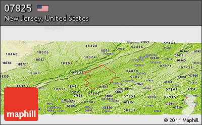 Physical Panoramic Map of ZIP Code 07825