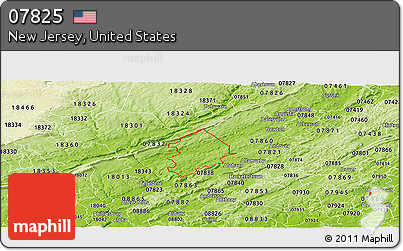 Physical Panoramic Map of ZIP Code 07825