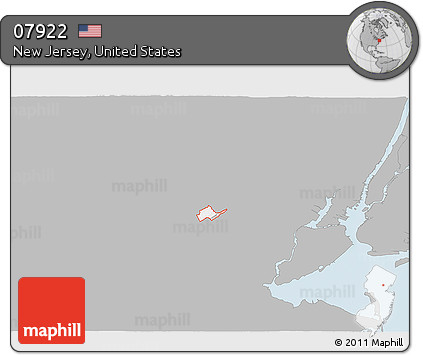 Gray 3D Map of ZIP Code 07922, single color outside
