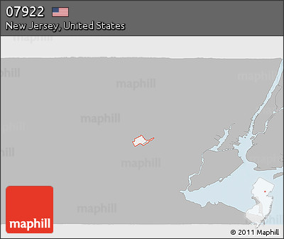 Gray 3D Map of ZIP Code 07922, single color outside