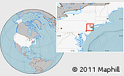 Gray Location Map of ZIP code 07922, highlighted country, highlighted county, hill shading