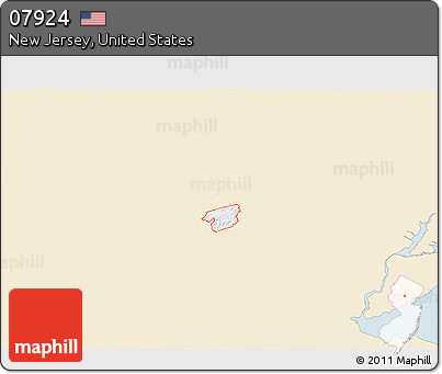 Classic Style 3D Map of ZIP Code 07924, single color outside