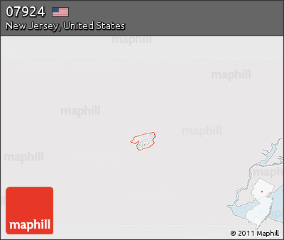 Silver Style 3D Map of ZIP Code 07924, single color outside