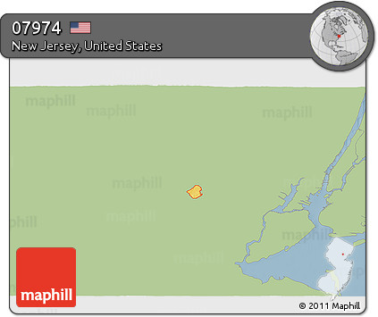 Savanna Style 3D Map of ZIP Code 07974, single color outside