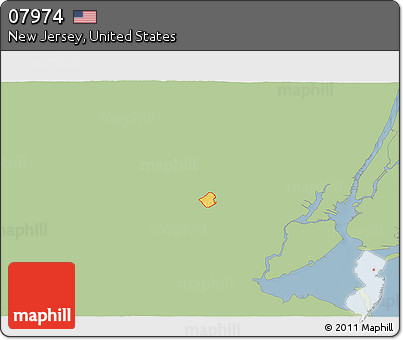 Savanna Style 3D Map of ZIP Code 07974, single color outside