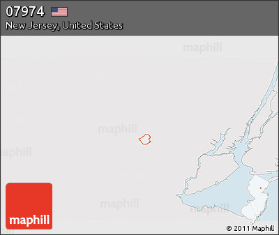 Silver Style 3D Map of ZIP Code 07974, single color outside