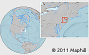 Gray Location Map of ZIP code 07974, highlighted county, hill shading