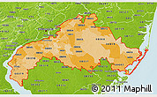 Political Shades 3D Map of ZIP codes starting with 080, physical outside