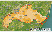 Political Shades 3D Map of ZIP codes starting with 080, satellite outside