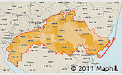 Political Shades 3D Map of ZIP codes starting with 080, shaded relief outside