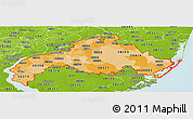 Political Shades Panoramic Map of ZIP codes starting with 080, physical outside