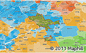 Satellite 3D Map of ZIP codes starting with 086, political shades outside