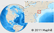 Shaded Relief Location Map of ZIP codes starting with 086