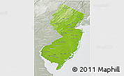 Physical 3D Map of New Jersey, lighten, semi-desaturated