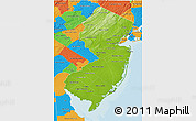 Physical 3D Map of New Jersey, political outside