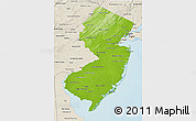 Physical 3D Map of New Jersey, shaded relief outside