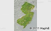Satellite 3D Map of New Jersey, lighten, semi-desaturated