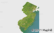 Satellite 3D Map of New Jersey, single color outside