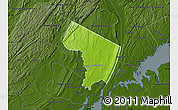 Physical Map of Bergen County, darken