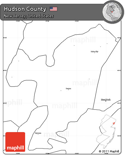 Blank Simple Map of Hudson County