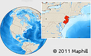 Shaded Relief Location Map of New Jersey