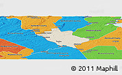Shaded Relief Panoramic Map of Mercer County, political outside