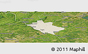 Shaded Relief Panoramic Map of Mercer County, satellite outside