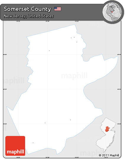 Silver Style Simple Map of Somerset County, single color outside